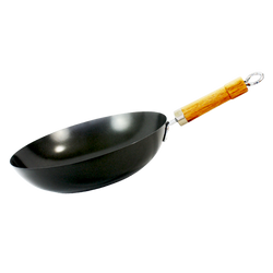 Stainless Steel 12" Wok with Wooden Handle