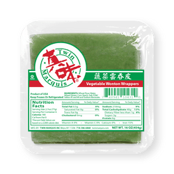 Twin Marquis Square Green Wonton Wrappers - 1lb