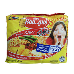 Curry Flavored Instant Noodles - Mee Bagus - 2.5oz