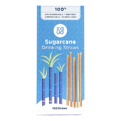 Sugarcane Drinking Straws 7.75" - EQUO Sustainable Straws - 100ct Pack